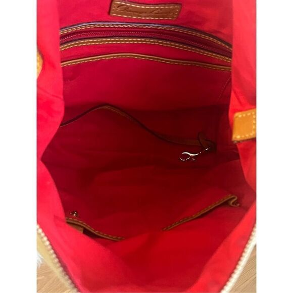 Dooney & Bourke Tan Brown Canvas Bag Leather Trim - Picture 4 of 10